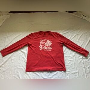 Life Is Good Don’t stop believin Santa Red Long Sleeve Tee XL